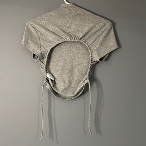 Gray shirt with a cut out in the back